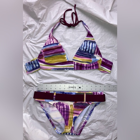 MOSSIMO Women’s Boho Multicolored Halter Bikini Top Size Lg EUC no pads - Picture 7 of 11